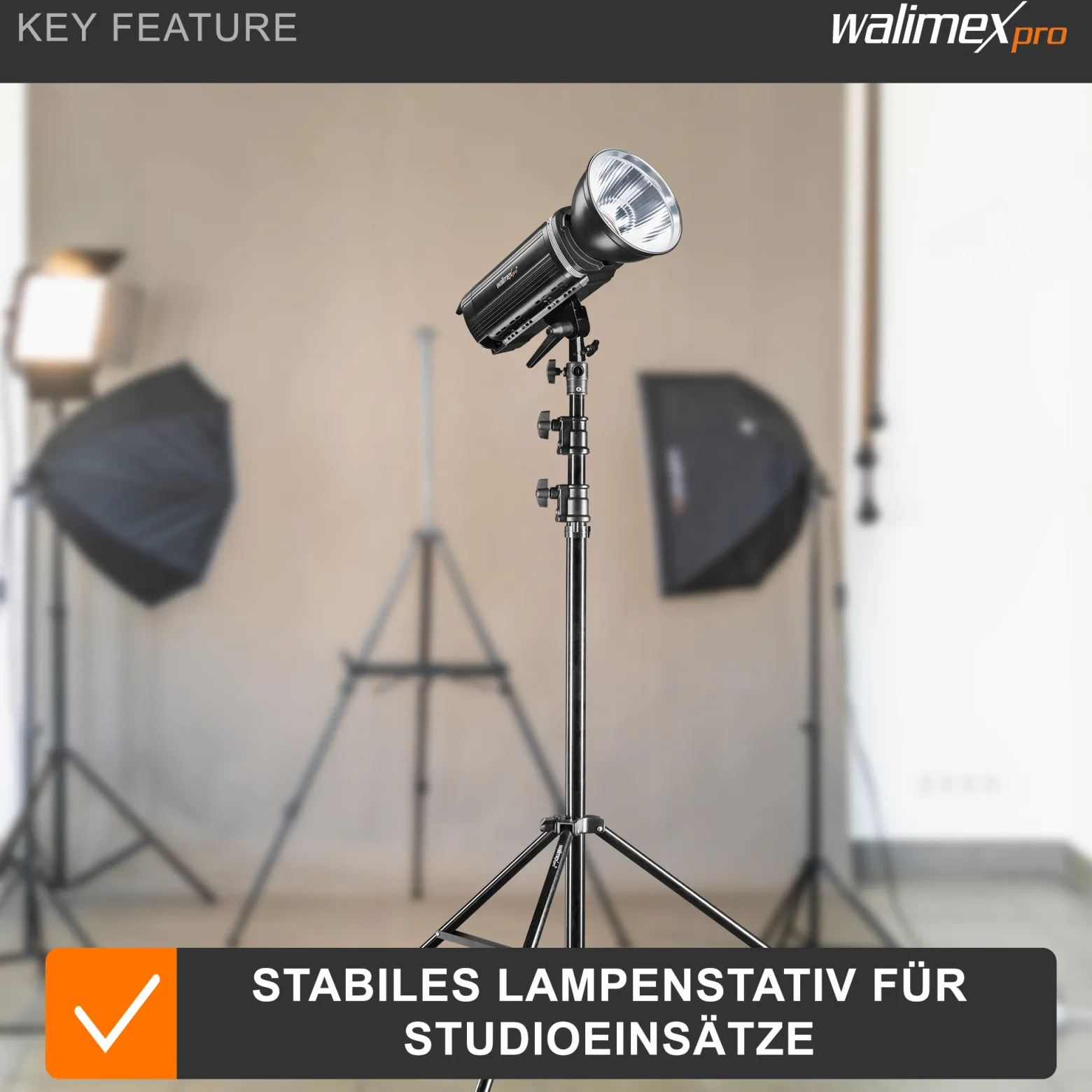 Walimex pro AIR 290 Deluxe Lampenstativ max. Höhe 290 cm, Lichtstativ mit Luftfederung, Blitzstativ mit 7 kg Traglast, Leuchtenstativ aus Aluminium, Dreibeinstativ für Fotostudio und Outdoor