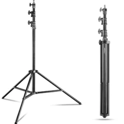Walimex pro AIR 290 Deluxe Lampenstativ 2er-Set max. Höhe 290 cm, Lichtstativ mit Luftfederung, Blitzstativ mit 7 kg Traglast, Leuchtenstativ aus Aluminium, Dreibeinstativ für Fotostudio und Outdoor