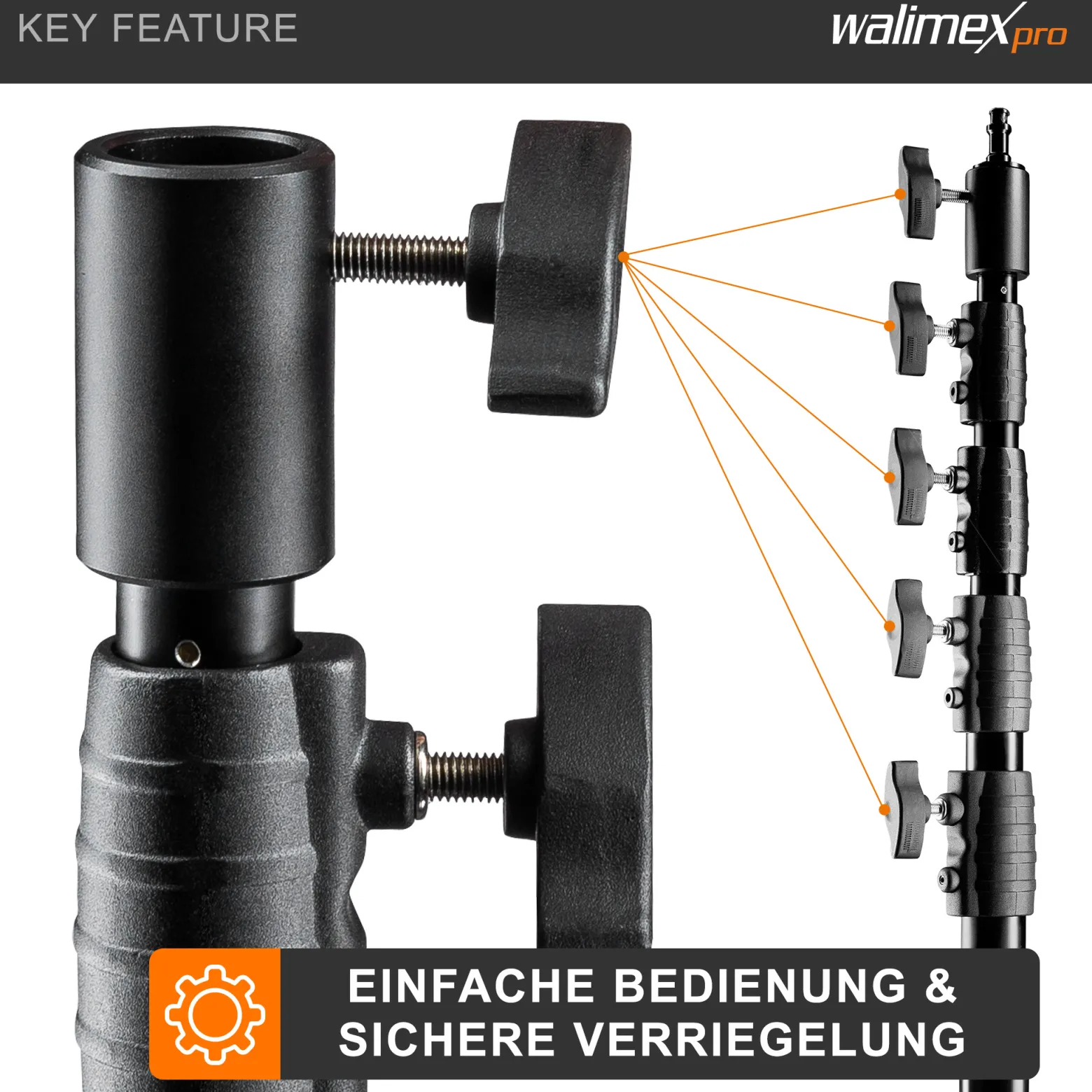 Walimex pro AIR Jumbo 600 Lampenstativ max. Höhe 600 cm, Lichtstativ mit 22,5 kg Traglast und Luftdämpfung, Blitzstativ aus Aluminium, Dreibeinstativ für Fotostudio, Film, Bühne und Outdoor
