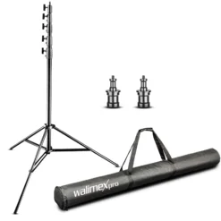Walimex pro AIR Jumbo 600 Lampenstativ max. Höhe 600 cm, Lichtstativ mit 22,5 kg Traglast und Luftdämpfung, Blitzstativ aus Aluminium, Dreibeinstativ für Fotostudio, Film, Bühne und Outdoor