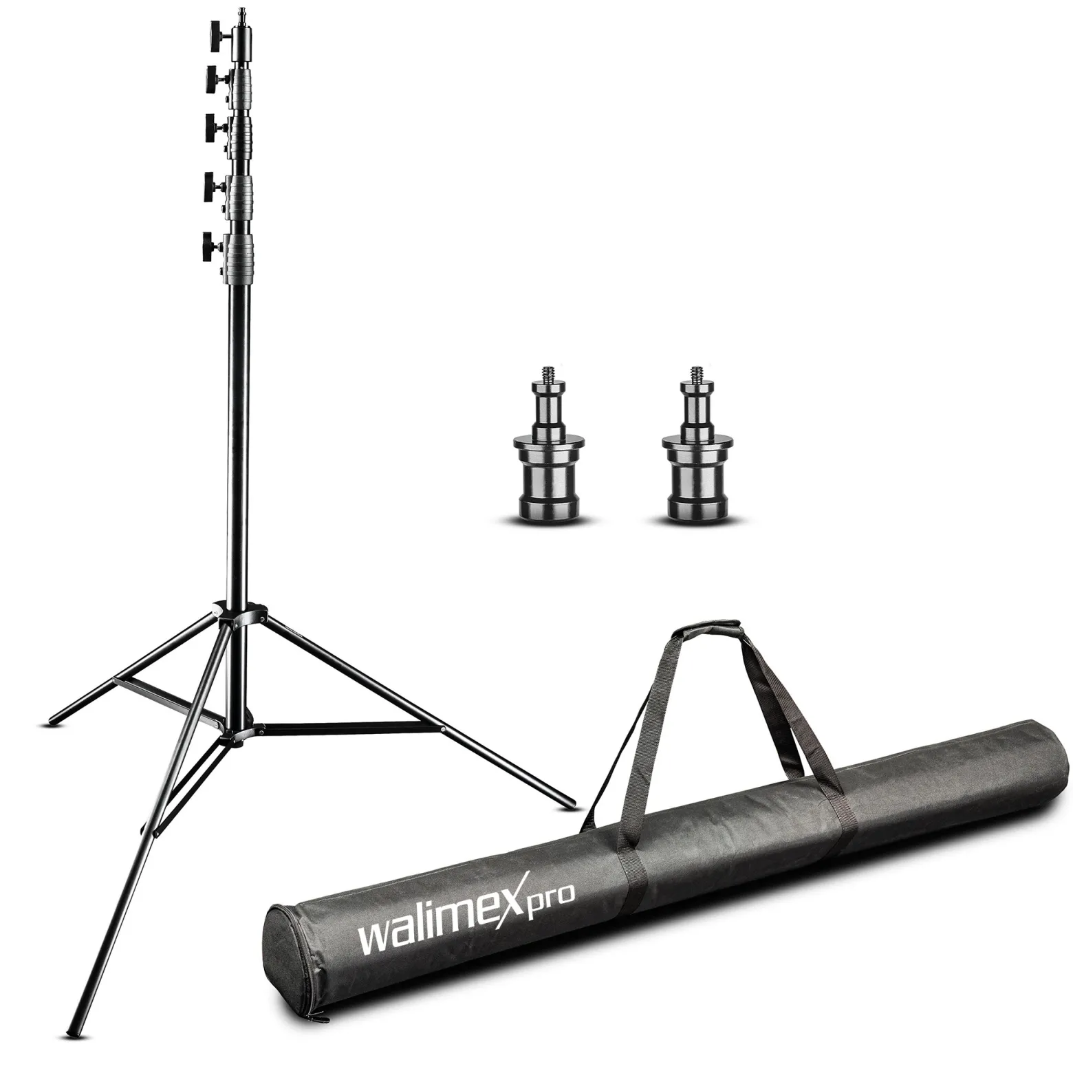 Walimex pro AIR Jumbo 600 Lampenstativ max. Höhe 600 cm, Lichtstativ mit 22,5 kg Traglast und Luftdämpfung, Blitzstativ aus Aluminium, Dreibeinstativ für Fotostudio, Film, Bühne und Outdoor