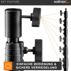 Walimex pro AIR Jumbo 730 Lampenstativ max. Höhe 730 cm, Lichtstativ mit 22,5 kg Traglast und Luftdämpfung, Blitzstativ aus Aluminium, Dreibeinstativ für Fotostudio, Film, Bühne und Outdoor