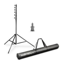 Walimex pro AIR Jumbo 730 Lampenstativ max. Höhe 730 cm, Lichtstativ mit 22,5 kg Traglast und Luftdämpfung, Blitzstativ aus Aluminium, Dreibeinstativ für Fotostudio, Film, Bühne und Outdoor