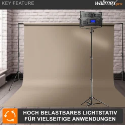 Walimex pro AIR Jumbo 290 Lampenstativ max. Höhe 290 cm, Lichtstativ mit 20 kg Traglast und Luftdämpfung, Blitzstativ aus Aluminium, Dreibeinstativ für Fotostudio, Film, Bühne und Outdoor