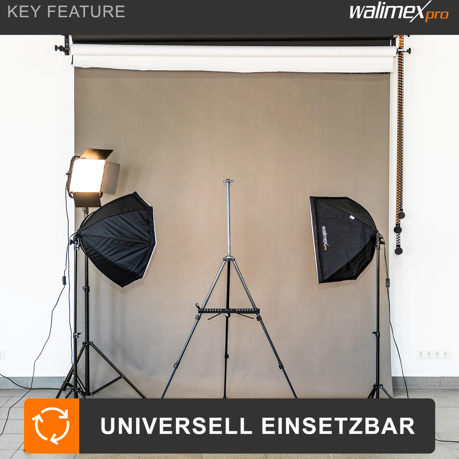 Walimex pro AIR 355 Lampenstativ max. Höhe 355 cm, Lichtstativ mit Luftfederung, Blitzstativ mit 8 kg Traglast, Dreibeinstativ aus Aluminium, Leuchtenstativ für Fotografie, Studio und Outdoor