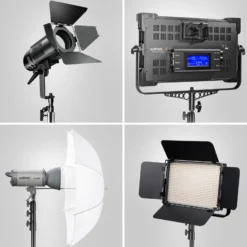 Walimex pro AIR 355 Lampenstativ 2er-Set max. Höhe 355 cm, Lichtstativ mit Luftfederung, Blitzstativ mit 8 kg Traglast, Dreibeinstativ aus Aluminium, Leuchtenstativ für Fotografie, Studio und Outdoor