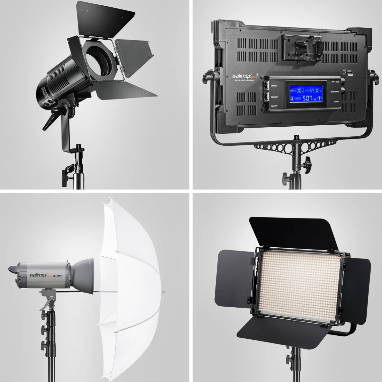 Walimex pro AIR 355 Lampenstativ 2er-Set max. Höhe 355 cm, Lichtstativ mit Luftfederung, Blitzstativ mit 8 kg Traglast, Dreibeinstativ aus Aluminium, Leuchtenstativ für Fotografie, Studio und Outdoor