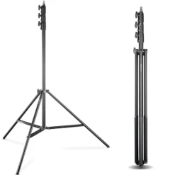 Walimex pro AIR 355 Lampenstativ 2er-Set max. Höhe 355 cm, Lichtstativ mit Luftfederung, Blitzstativ mit 8 kg Traglast, Dreibeinstativ aus Aluminium, Leuchtenstativ für Fotografie, Studio und Outdoor