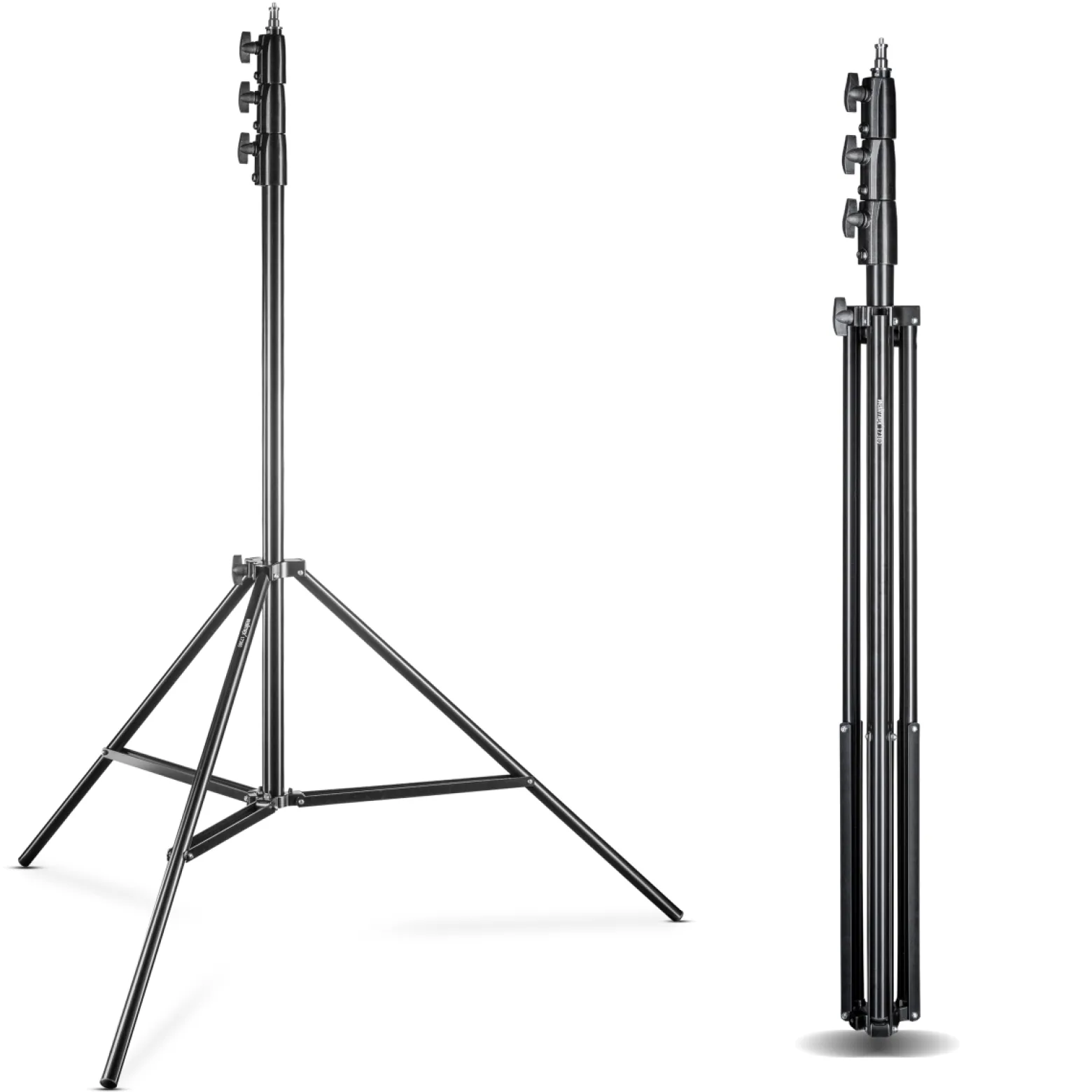 Walimex pro AIR 355 Lampenstativ 2er-Set max. Höhe 355 cm, Lichtstativ mit Luftfederung, Blitzstativ mit 8 kg Traglast, Dreibeinstativ aus Aluminium, Leuchtenstativ für Fotografie, Studio und Outdoor