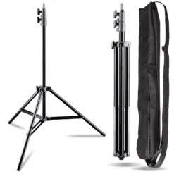 Walimex pro AIR 200 Lampenstativ 2er-Set höhenverstellbar bis 200 cm, Lichtstativ aus Aluminium mit Luftfederung, Blitzstativ bis 4,5 kg Traglast, Leuchtenstativ mit Tasche für Fotostudio und Outdoor