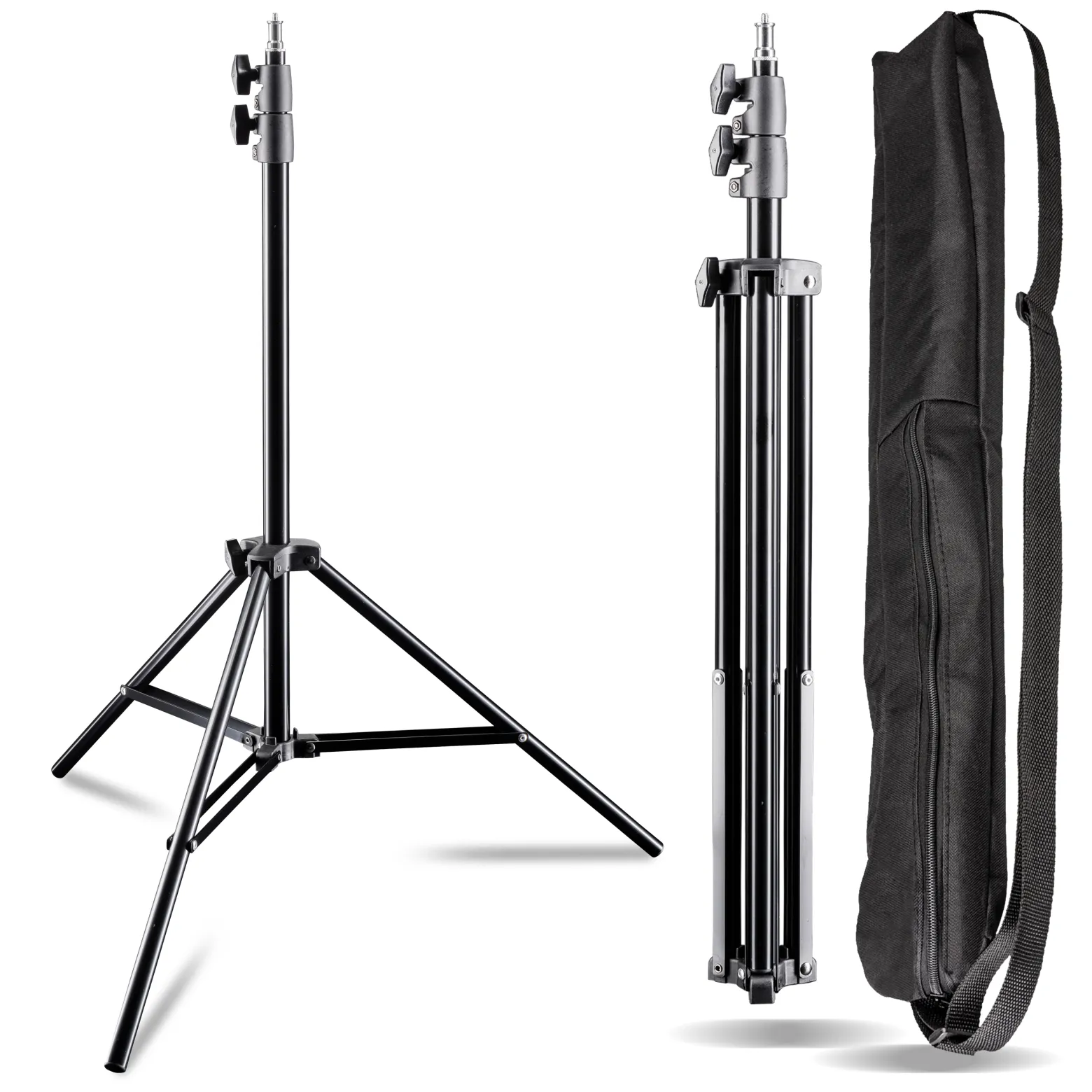 Walimex pro AIR 200 Lampenstativ 2er-Set höhenverstellbar bis 200 cm, Lichtstativ aus Aluminium mit Luftfederung, Blitzstativ bis 4,5 kg Traglast, Leuchtenstativ mit Tasche für Fotostudio und Outdoor