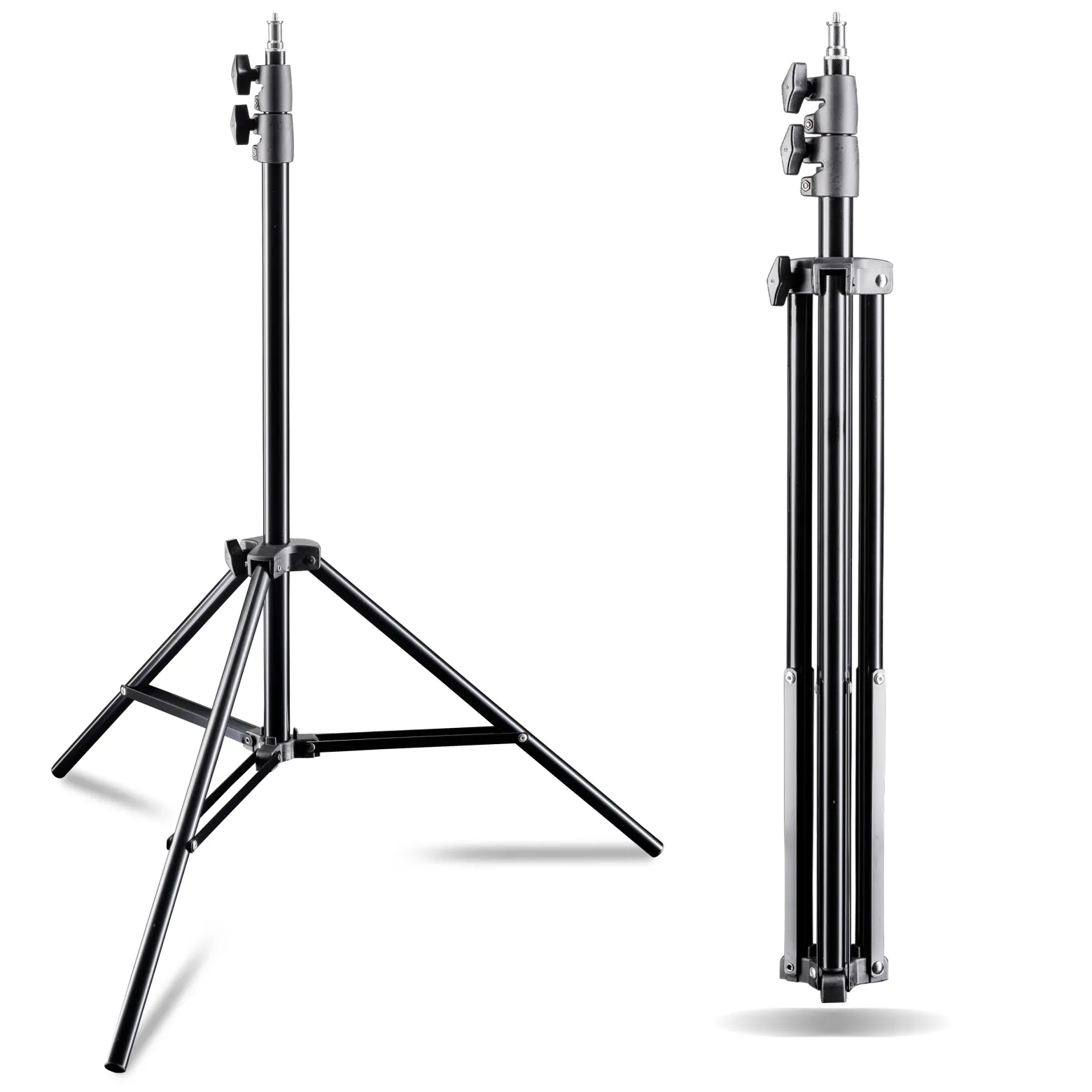Walimex pro AIR 200 Lampenstativ 2er-Set höhenverstellbar bis 200 cm, Lichtstativ aus Aluminium mit Luftfederung, Blitzstativ bis 4,5 kg Traglast, Leuchtenstativ mit Tasche für Fotostudio und Outdoor