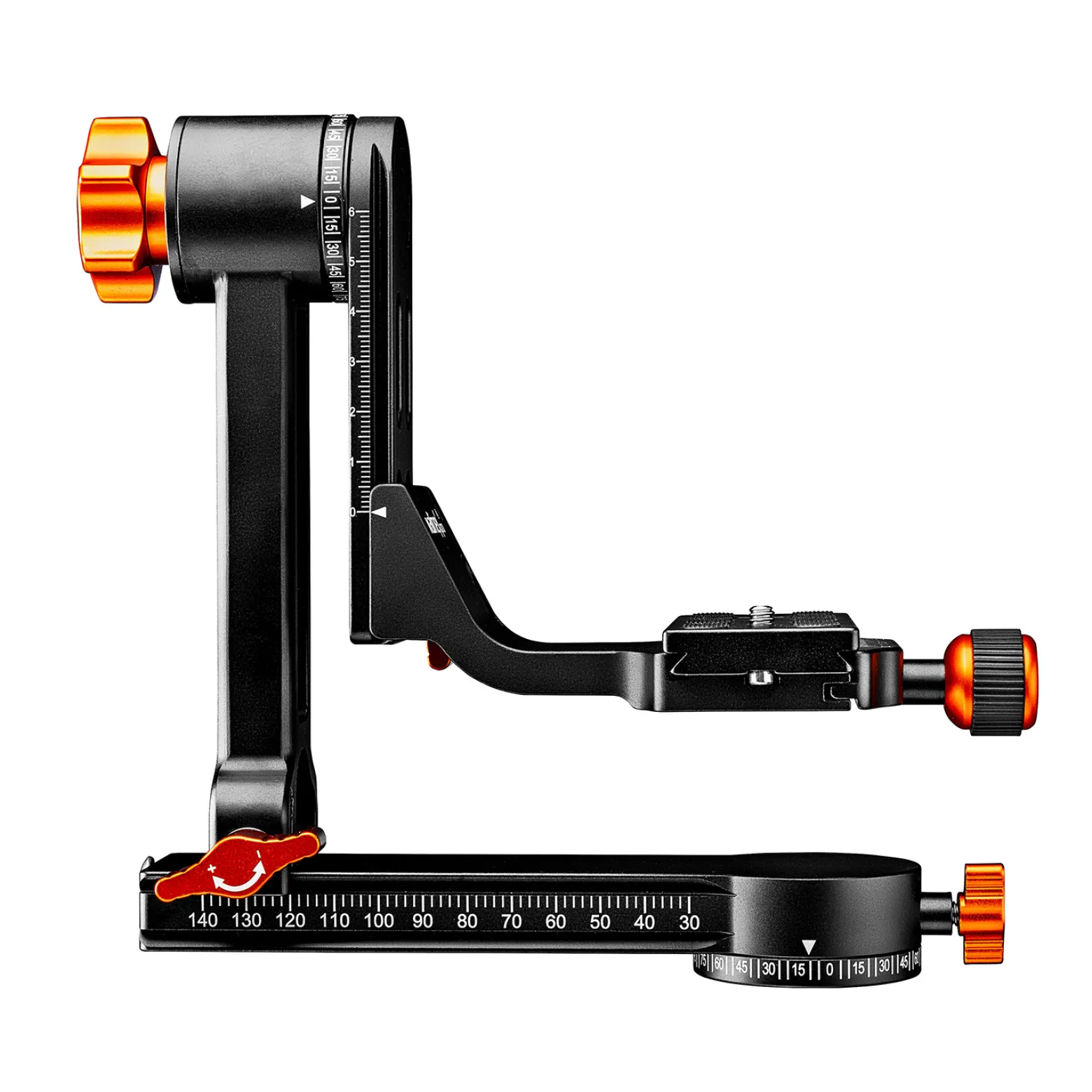 Walimex pro Aluminium Gimbal Head Stativkopf A20 Affenschaukel - 217 x 64 x 196 mm / Traglast 20 kg - mit 360° Panorama Stativkopf / Arca Schnellwechselplatte / Tasche - für DSLR DSLM Objektiv