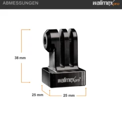 Walimex pro Aluminium Stativadapter - 23 x 25 x 38 mm - aus eloxiertes Aluminium - 1/4 Zoll auf Mount - kompatibel mit GoPro, für Hero 11 10 9 8 7 6 5 4 3+, Session und andere Action Cams
