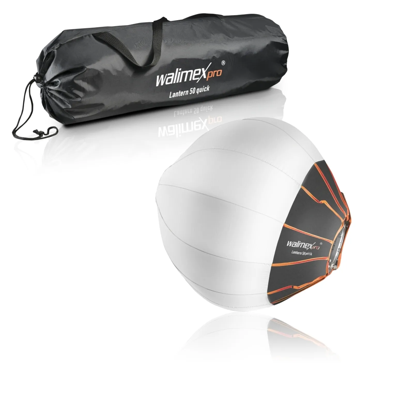 Walimex pro 360° Ambient Light Softbox - 500 x 500 x 500 mm - Diffusorball Lichtformer und Push down Mechanismus - Fotografie Zubehör Studio Outdoor People Porträt