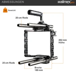 Walimex pro Aptaris Blackmagic Cinema Set Video Cage Rig System (inkl. Rodmodul 15 mm) für BMC - aus Alu und Stahl - Kamerakäfig Rahmen kompatibel mit vielen Marken - Kamerazubehör