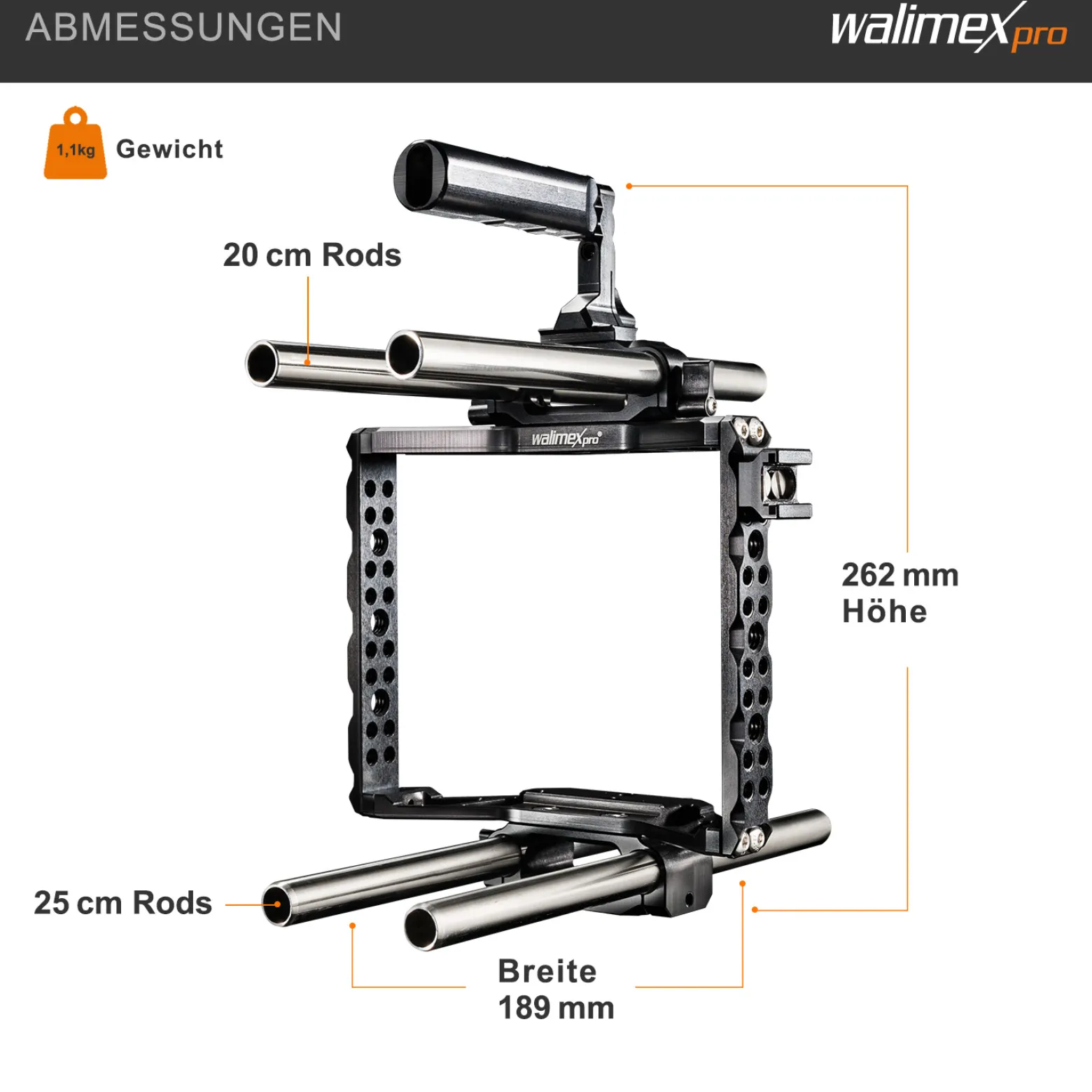 Walimex pro Aptaris Blackmagic Cinema Set Video Cage Rig System (inkl. Rodmodul 15 mm) für BMC - aus Alu und Stahl - Kamerakäfig Rahmen kompatibel mit vielen Marken - Kamerazubehör