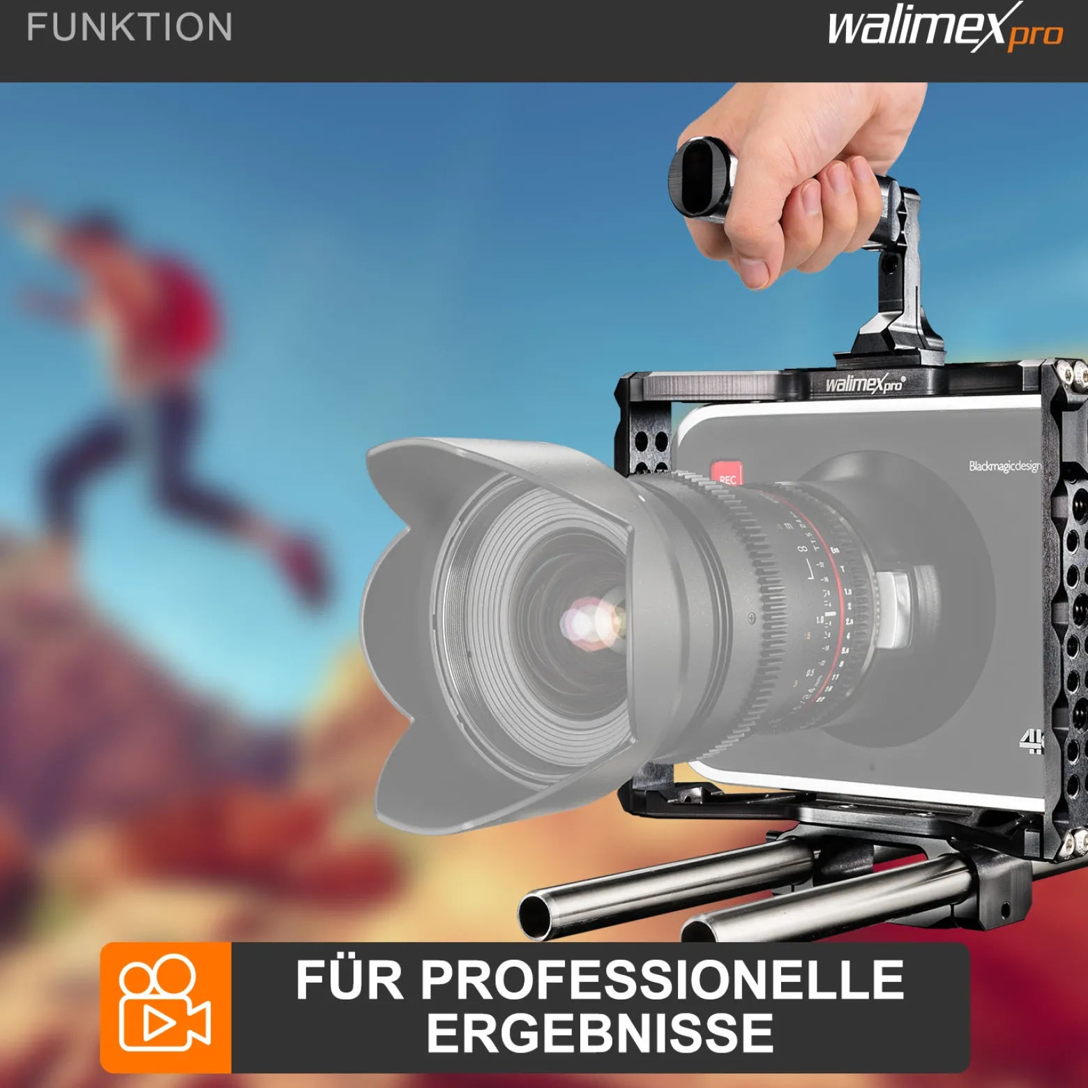 Walimex pro Aptaris Blackmagic Cinema Set Video Cage Rig System (inkl. Rodmodul 15 mm) für BMC - aus Alu und Stahl - Kamerakäfig Rahmen kompatibel mit vielen Marken - Kamerazubehör