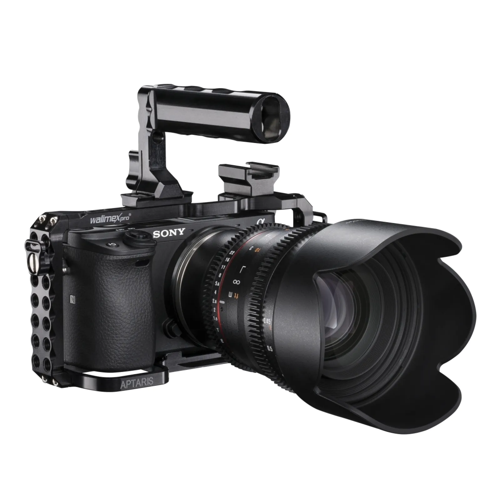 Walimex pro Aptaris Cam Cage System - mit 1/4" Gewinde - kompatibel mit Sony Alpha 6000, A6300, A6500 und Nex-Serie - Kamera Käfig Rahmen Kamerazubehör