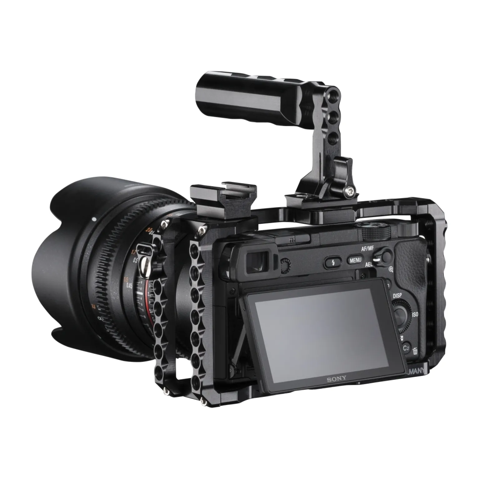 Walimex pro Aptaris Cam Cage System - mit 1/4" Gewinde - kompatibel mit Sony Alpha 6000, A6300, A6500 und Nex-Serie - Kamera Käfig Rahmen Kamerazubehör