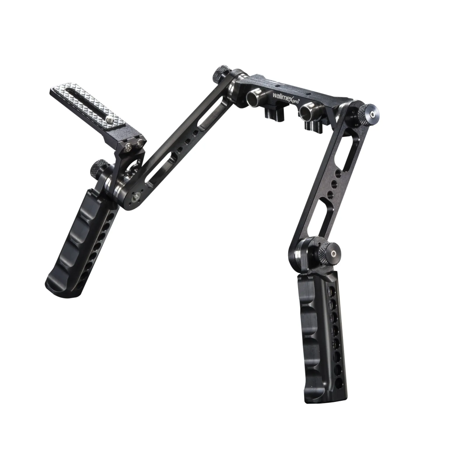 Walimex pro Aptaris Extension Arm Auslegearme für Video Rig 15 mm - aus Aluminium - Ergonomisch - mit 3x 1/4" Gewinde - Foto Video Zubehör Studio