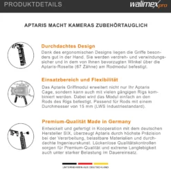 Walimex pro Aptaris Griffmodul - passend für DSLR und Camcorder - aus Aluminium - kompatibel mit vielen Marken - passend für 15 mm Rods - Kamerazubehör