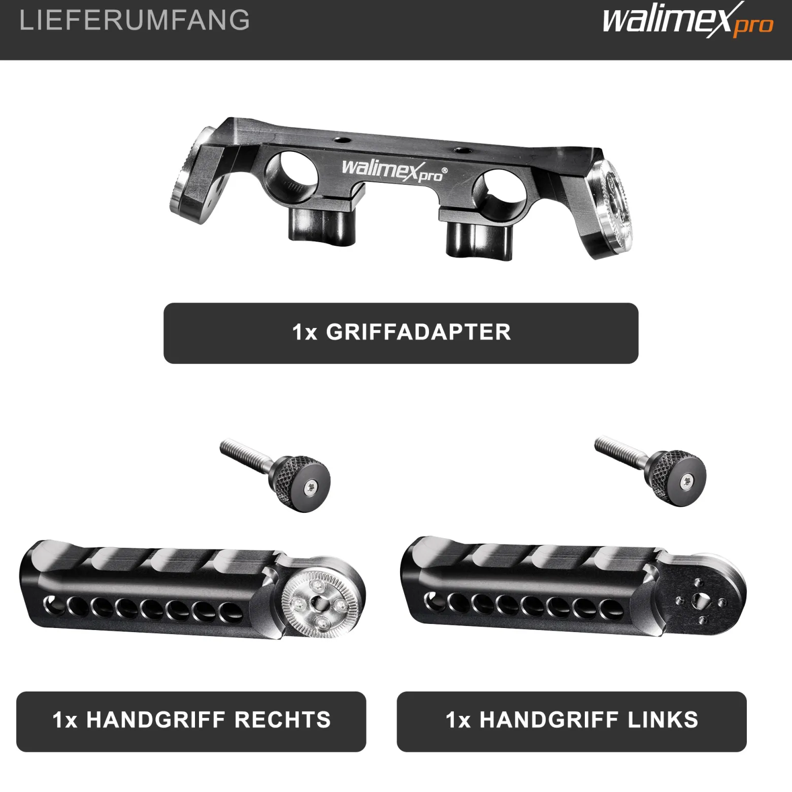 Walimex pro Aptaris Griffmodul - passend für DSLR und Camcorder - aus Aluminium - kompatibel mit vielen Marken - passend für 15 mm Rods - Kamerazubehör