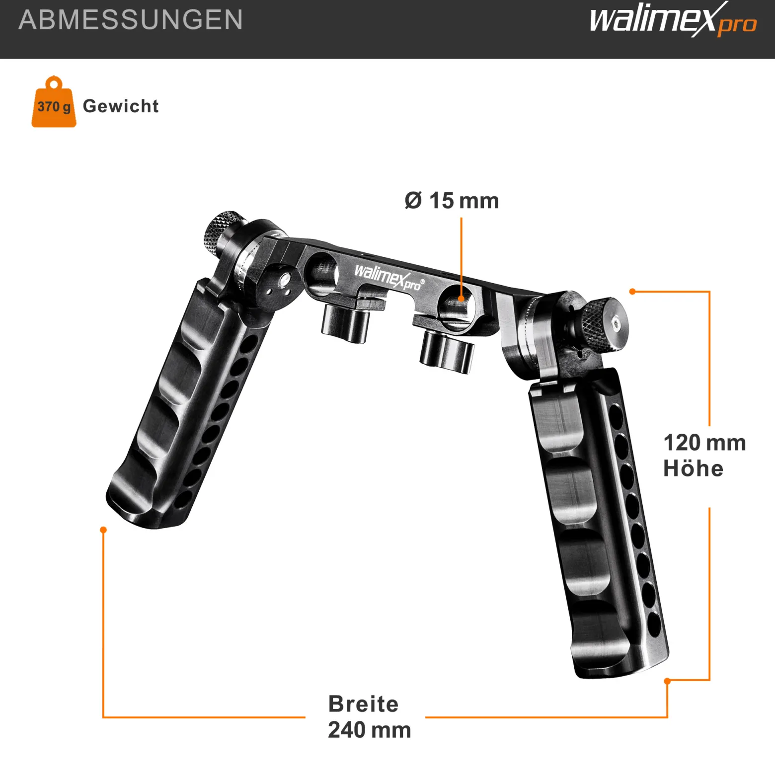 Walimex pro Aptaris Griffmodul - passend für DSLR und Camcorder - aus Aluminium - kompatibel mit vielen Marken - passend für 15 mm Rods - Kamerazubehör