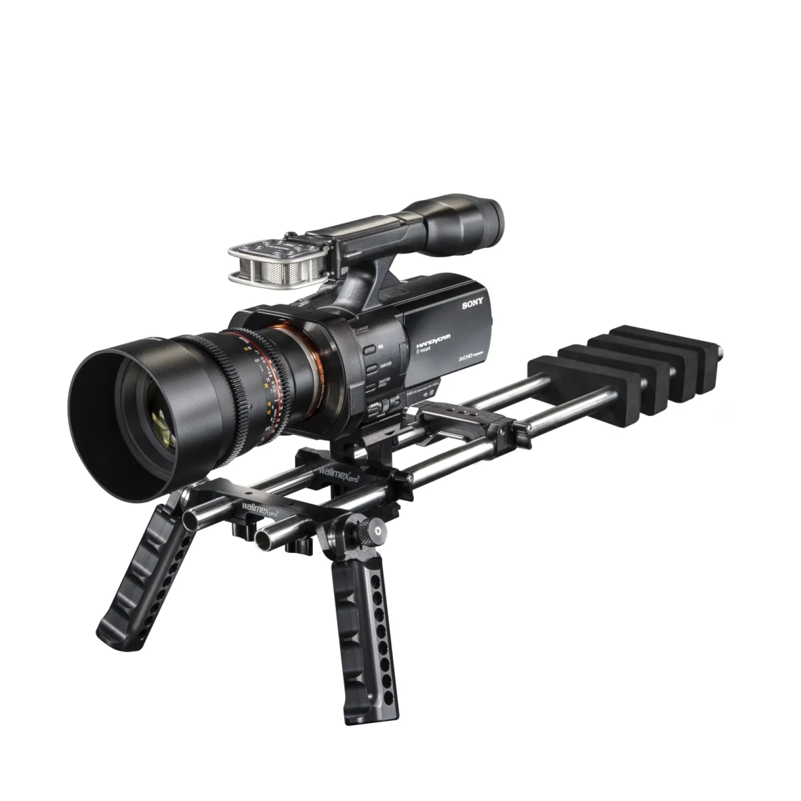 Walimex pro Aptaris 15 mm Rod Clamp - mit drei 1/4" Gewinden - für Rod-Klemme Video-Rig System Foto Video Zubehör Studio