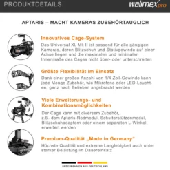 Walimex pro Aptaris Universal XL MK II Cage/Rig-System für DSLR Kamera/Systemkamera - Kamerakäfig Rahmen kompatibel mit vielen Marken - Kamerazubehör