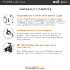 Walimex pro Aptaris Universal XXL Adapter Verlängerungsadapter - 93 x 27 x 12 mm - für Walimex Pro Aptaris XL Cage Frame - Foto Video Zubehör Studio Set