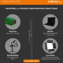 Walimex pro Autopole 220-380 cm inkl. Superklemme und Spigot – 45 x 127 x 2160 mm – max. Traglast 15 kg – Aluminium – für Hintergründe, Leuchten – zum Einspannen zwischen Boden und Decke