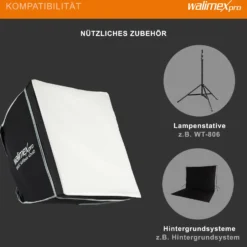 Walimex pro Basic Softbox 40 x 40 cm, um 360° drehbar, inkl Front- und Zwischendiffusor, Transporttasche, Bowens Adapter, ideal für Produkt- und Peoplefotografie