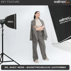 Walimex pro Basic Softbox 40 x 40 cm, um 360° drehbar, inkl Front- und Zwischendiffusor, Transporttasche, Bowens Adapter, ideal für Produkt- und Peoplefotografie