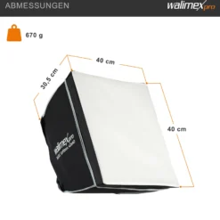 Walimex pro Basic Softbox 40 x 40 cm, um 360° drehbar, inkl Front- und Zwischendiffusor, Transporttasche, Bowens Adapter, ideal für Produkt- und Peoplefotografie