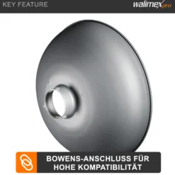 Walimex pro Beauty Dish Ø 40 cm Lichtformer für Bowens & Walimex pro Anschluss, Reflektor für weiches Licht, ideal für Portät und Beautyfotografie