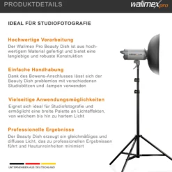 Walimex pro Beauty Dish Ø 40 cm Lichtformer für Bowens & Walimex pro Anschluss, Reflektor für weiches Licht, ideal für Portät und Beautyfotografie
