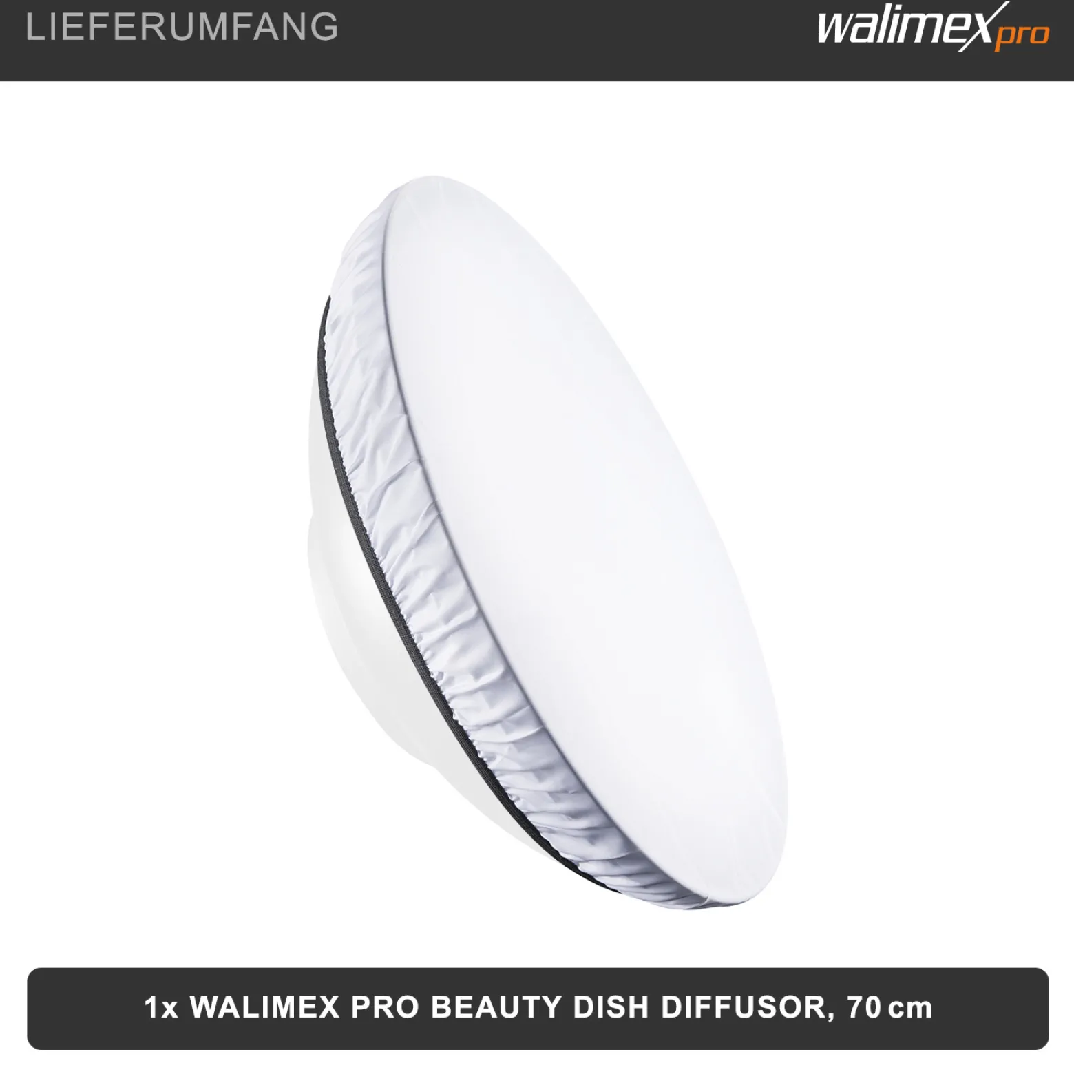 Walimex pro Beauty Dish Diffusor Ø 70 cm Lichtdiffusor für weiches gleichmäßiges Licht im Studio