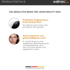 Walimex pro Beauty Dish Diffusor Ø 70 cm Lichtdiffusor für weiches gleichmäßiges Licht im Studio