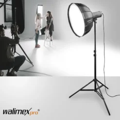 Walimex pro Beauty Dish Softbox - Ø850 x 400 mm - Quick Assembly QA85 - faltbar, mit Grid, Innen- und Außendiffusor, Tasche - Fotografie für Speedlite Aufsteckblitz Studioblitz