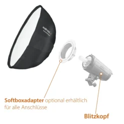Walimex pro Beauty Dish Softbox - Ø850 x 400 mm - Quick Assembly QA85 - faltbar, mit Grid, Innen- und Außendiffusor, Tasche - Fotografie für Speedlite Aufsteckblitz Studioblitz
