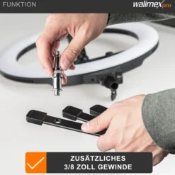 Walimex pro Boden Lampenstativ BL-K 12 cm mit 15 kg Tragkraft, Bodenstativ mit 5/8 Zoll Spigot plus 1/4 und 3/8 Zoll Gewinde, Lichtstativ für Fotostudio und Outdoor