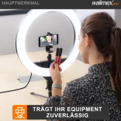 Walimex pro Boden Lampenstativ BL-K 12 cm mit 15 kg Tragkraft, Bodenstativ mit 5/8 Zoll Spigot plus 1/4 und 3/8 Zoll Gewinde, Lichtstativ für Fotostudio und Outdoor