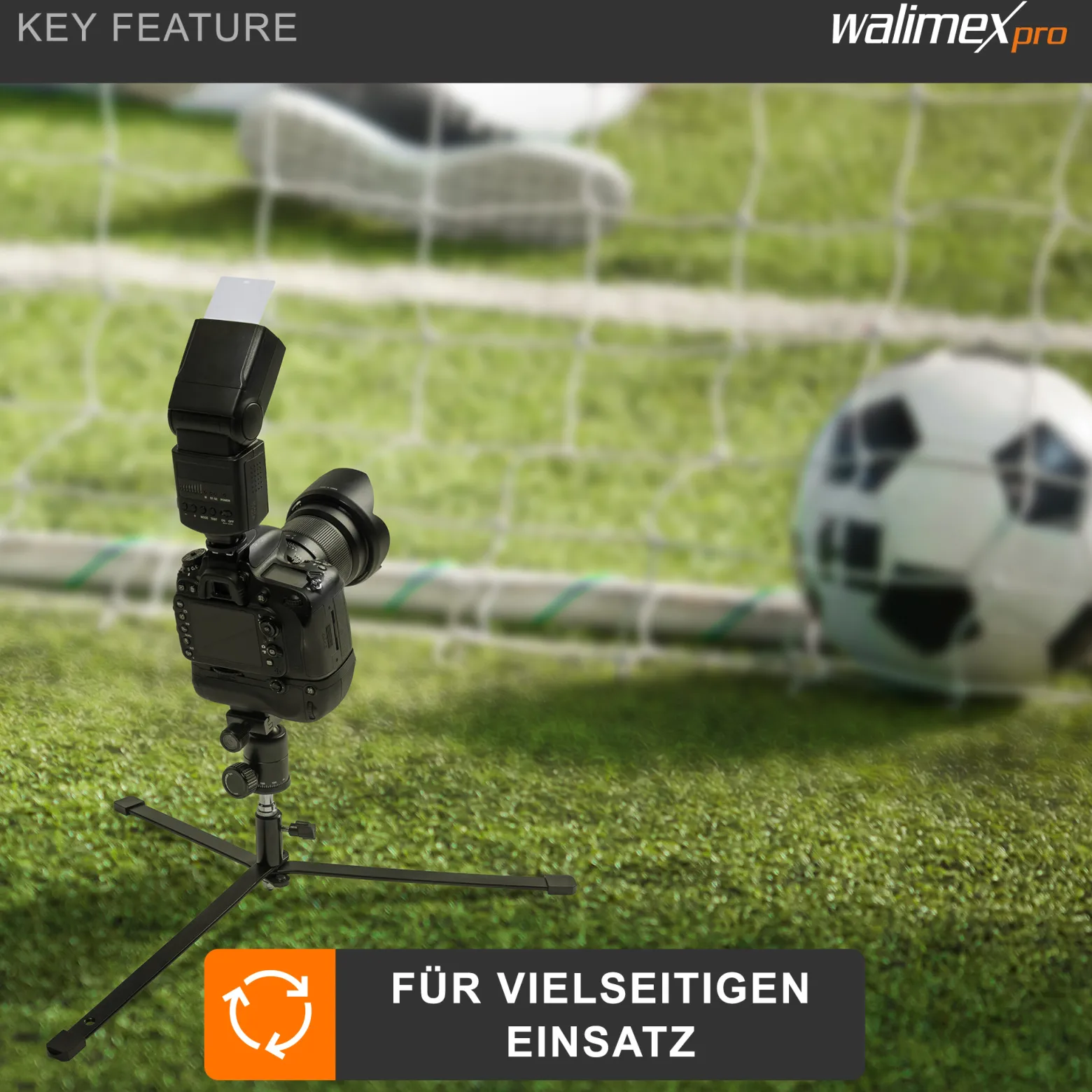 Walimex pro Boden Lampenstativ BL-K 12 cm mit 15 kg Tragkraft, Bodenstativ mit 5/8 Zoll Spigot plus 1/4 und 3/8 Zoll Gewinde, Lichtstativ für Fotostudio und Outdoor