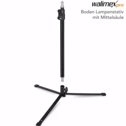 Walimex pro Boden Lampenstativ BL-K + Mittelsäule ausziehbar 45-80 cm, Lichtstativ mit 5/8 Zoll Spigot plus 1/4 und 3/8 Zoll Gewinde, Bodenstativ für Studioleuchte, Blitz und Mikrofon