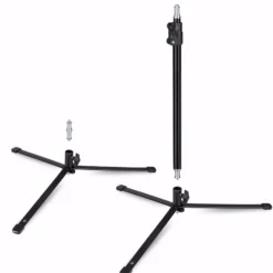 Walimex pro Boden Lampenstativ BL-K + Mittelsäule ausziehbar 45-80 cm, Lichtstativ mit 5/8 Zoll Spigot plus 1/4 und 3/8 Zoll Gewinde, Bodenstativ für Studioleuchte, Blitz und Mikrofon