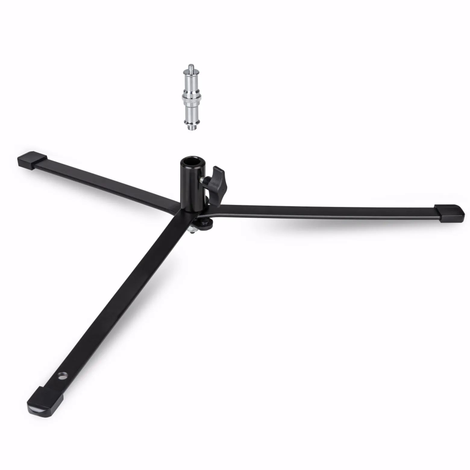 Walimex pro Boden Lampenstativ BL-K + Mittelsäule ausziehbar 45-80 cm, Lichtstativ mit 5/8 Zoll Spigot plus 1/4 und 3/8 Zoll Gewinde, Bodenstativ für Studioleuchte, Blitz und Mikrofon