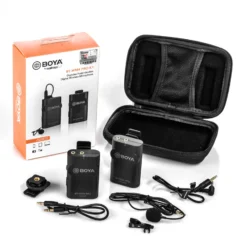 Walimex pro Boya 2er Set WM4 Pro K-1 Lavalier Kondensator Mikrofon - 60 m - mit Sender und Empfänger, 3,5 mm Klinkenstecker, 120 cm Kabel, Etui - für Video- und Audioanwendungen