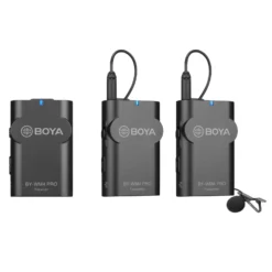 Walimex pro Boya 3er Set WM4 Pro K-2 Lavalier Kondensator Mikrofon - 60 m - mit 2x Sender und 1x Empfänger, 3,5 mm Klinkenstecker, 120 cm Kabel, Etui - für Video- und Audioanwendungen