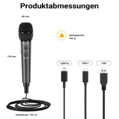 Walimex pro Boya HM2 Mikrofon + Mikrofonarm Set, Handmikrofon mit USB-C Anschluss & 120 cm Kabel, 360° Tischmikrofonarm mit Pop Filter & Windschutz